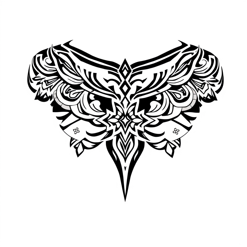 Intricate medium Polynesian tribal shoulder and chest tattoo design featuring bold geometric patterns on a solid white background.