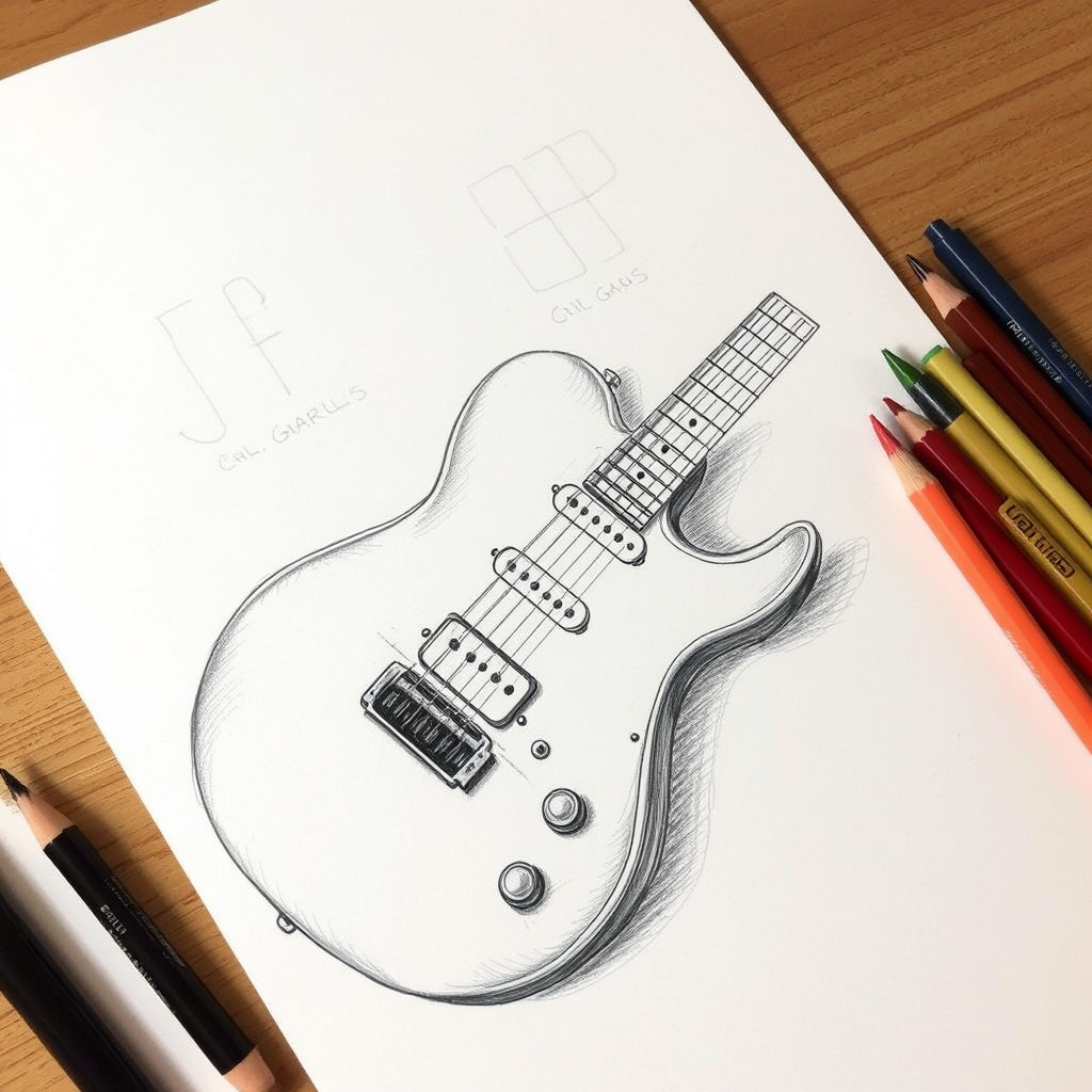 Best Guitar Drawing Ideas | Vondy, image size:1024x1024