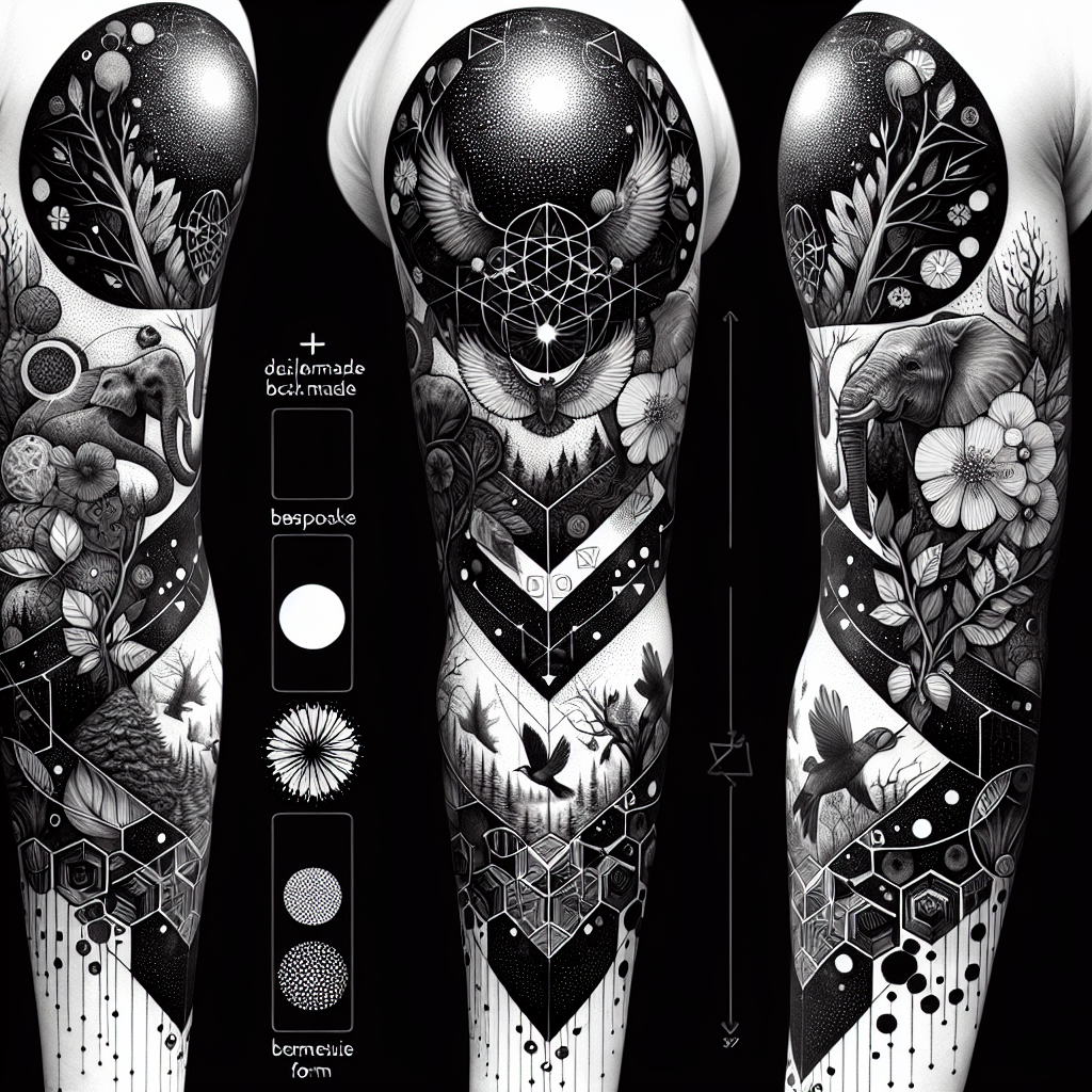 Sleeve Black and White Tattoo Design: Timeless Art with Bold Contrast