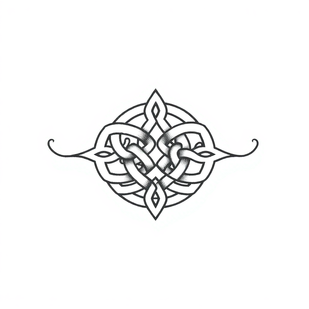 Intricate Celtic knot tattoo symbolizing brotherhood, featuring interwoven designs that represent unity and strength.