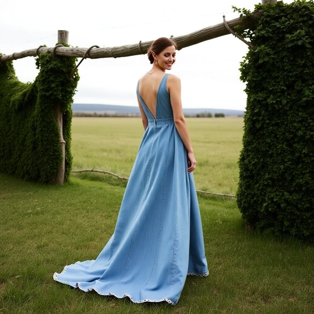 denim wedding dress Cloud Nine Smocked Denim Off-Shoulder Maxi Dress