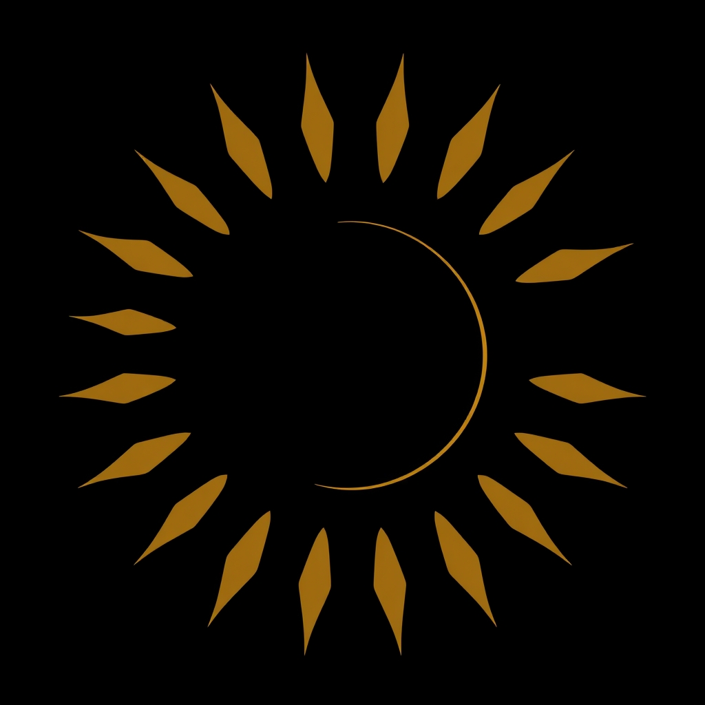 Minimalist black and gold solar eclipse logo featuring a simple gold arc on a solid black background, perfect for eclipse logo design.