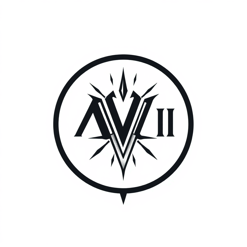 Avicii logo tattoo design, bold and stylized, featuring the iconic elements of the logo, on a solid white background.  
