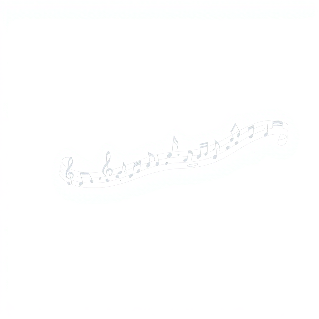 Elegant white ink music notes tattoo design on a solid white background, showcasing minimalist and graceful patterns for tattoo inspiration.