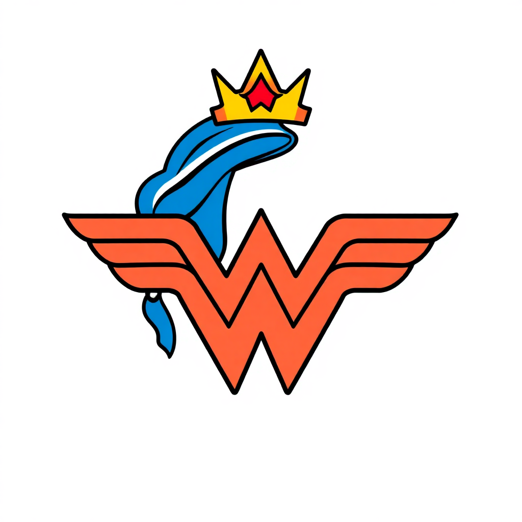 Classic Wonder Woman logo tattoo design featuring a vibrant tiara, ideal for back placement, showcasing strength and femininity.
