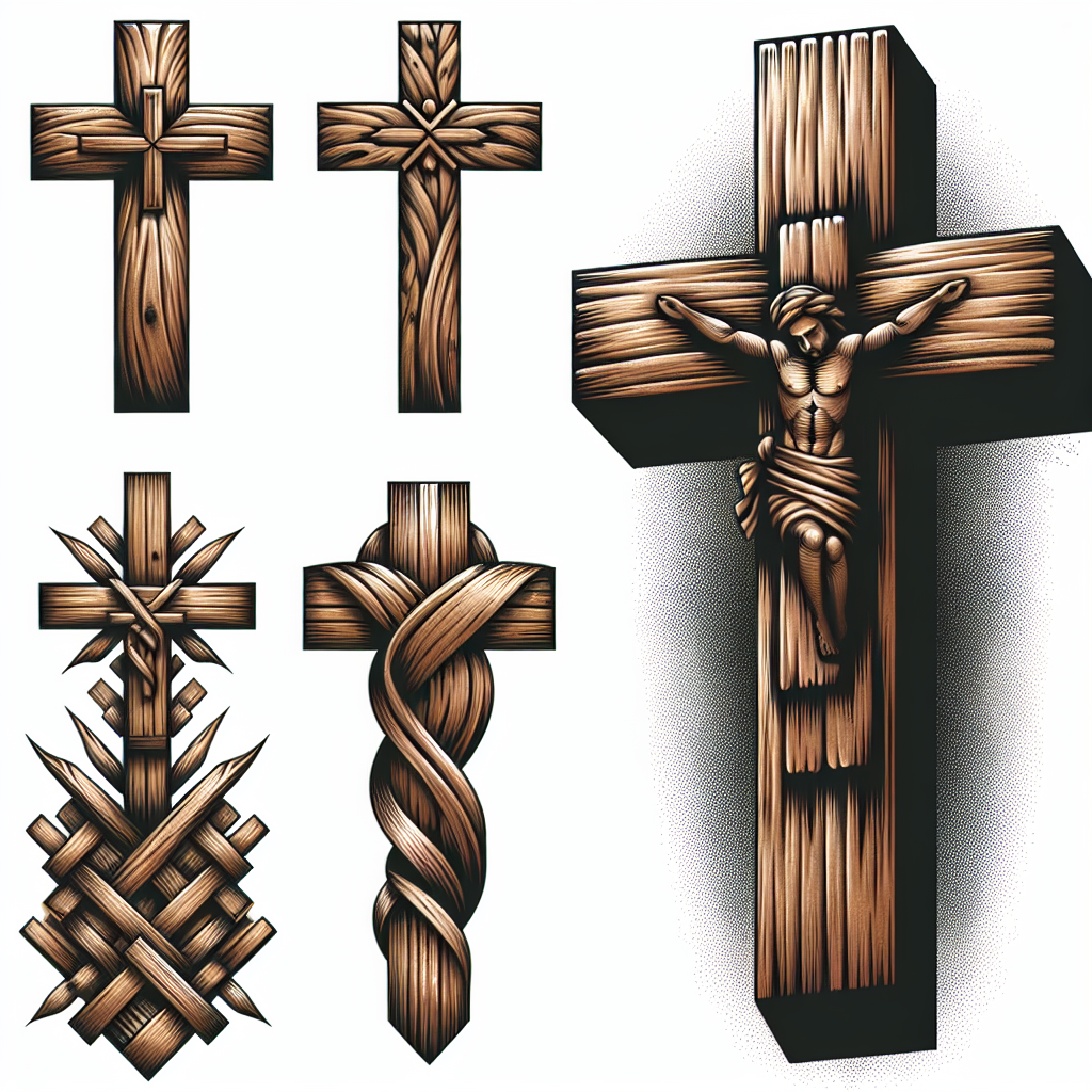 Wood Cross Tattoo Drawings For Men