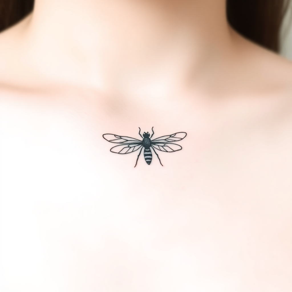 small minimalist black ink simple firefly outline tattoo on solid white background
