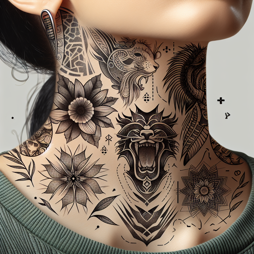 Geometric throat tattoo
